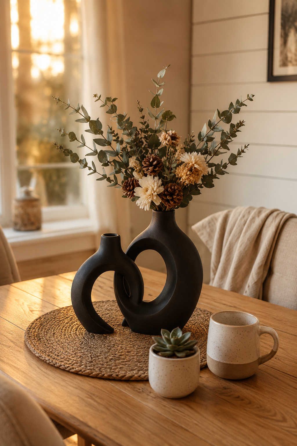 Tall ceramic vase silhouetted against a sage-green wall for single good vase