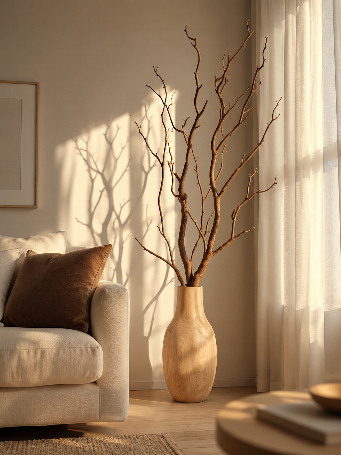 Folded linen, hardback books, and a single vase arranged on a wooden surface for five things you already own that make a room