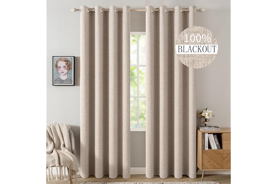 Cozy Neutral Linen Blackout Curtains
