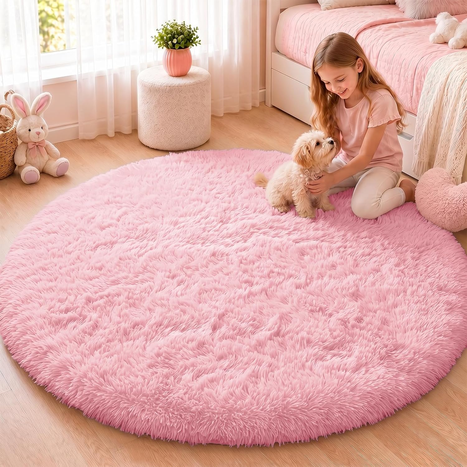 Soft Washable Pink Shag Rug