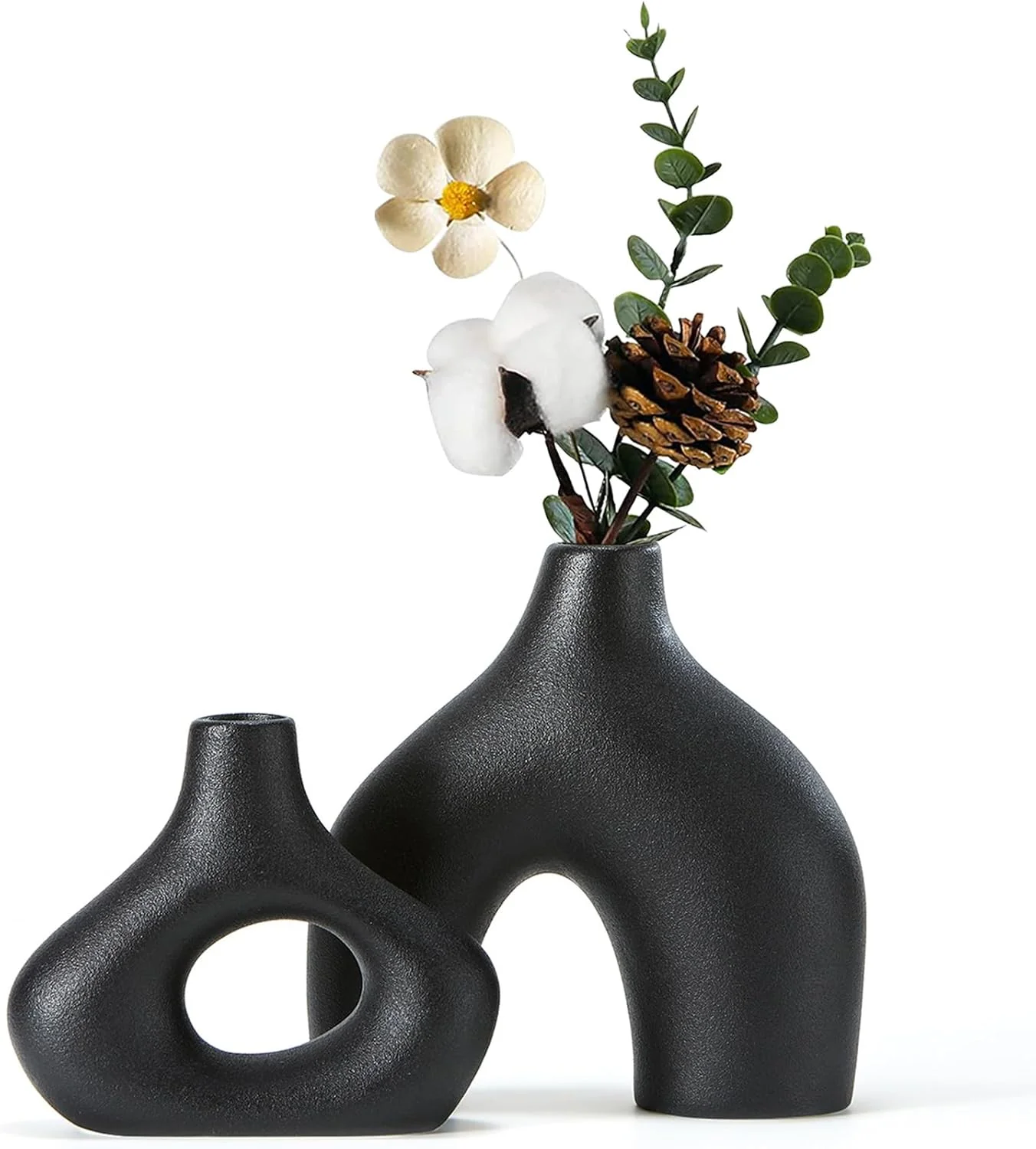 CEMABT Black Ceramic Vase Set of 2